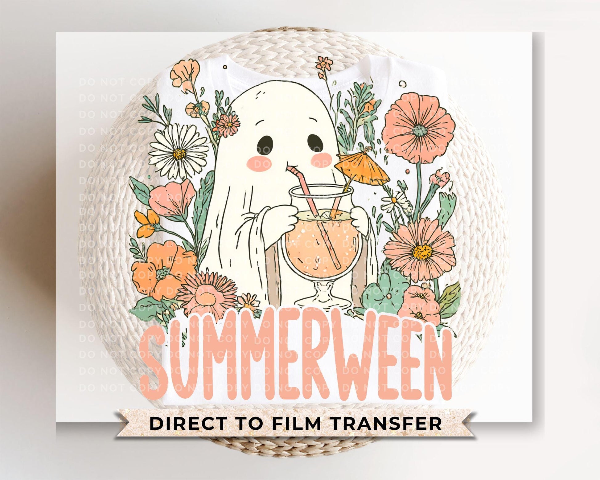 Summerween DTF Transfer, Ready to Press, T-shirt Transfer, Heat Transfer, Direct to Film, Beach, Funny Shirt, Boho Ghost Summer Halloween