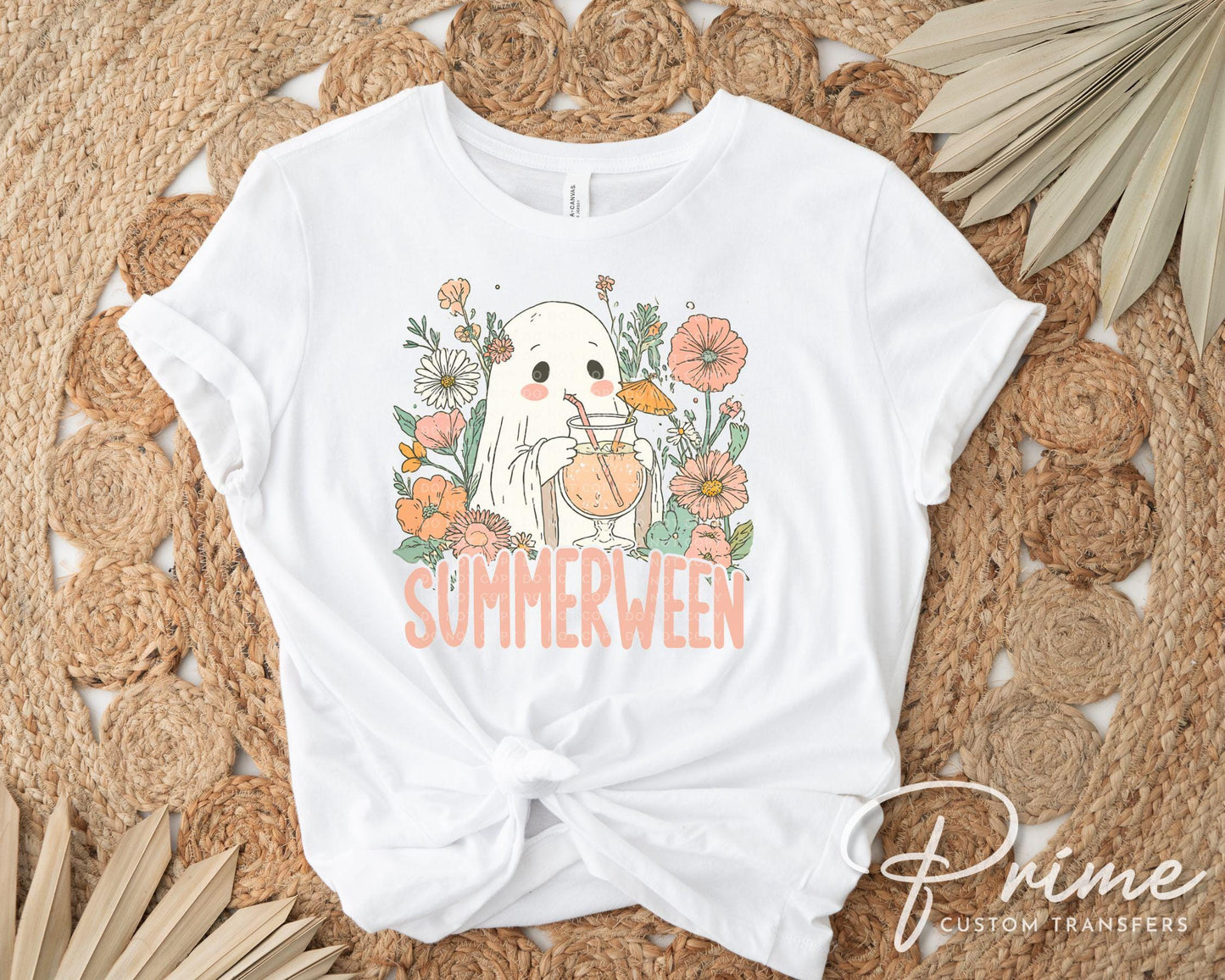 Summerween DTF Transfer, Ready to Press, T-shirt Transfer, Heat Transfer, Direct to Film, Beach, Funny Shirt, Boho Ghost Summer Halloween