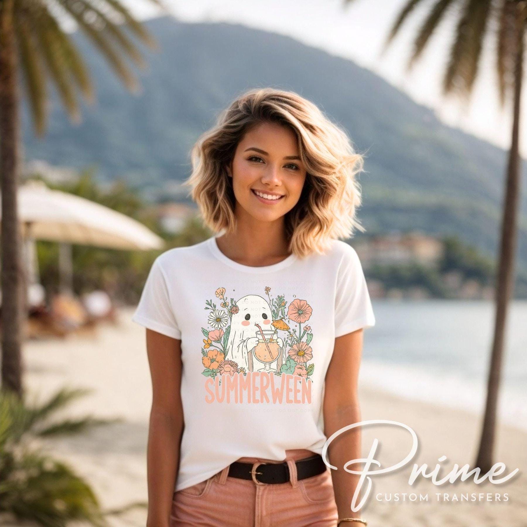 Summerween DTF Transfer, Ready to Press, T-shirt Transfer, Heat Transfer, Direct to Film, Beach, Funny Shirt, Boho Ghost Summer Halloween