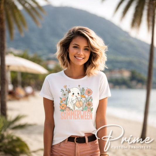 Summerween DTF Transfer, Ready to Press, T-shirt Transfer, Heat Transfer, Direct to Film, Beach, Funny Shirt, Boho Ghost Summer Halloween