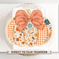 Fall DTF Transfers, Ready to Press, T-shirt Transfers, Heat Transfer, Direct to Film, Trendy, Bow, Faux Lace, Coquette Preppy Floral Pumpkin