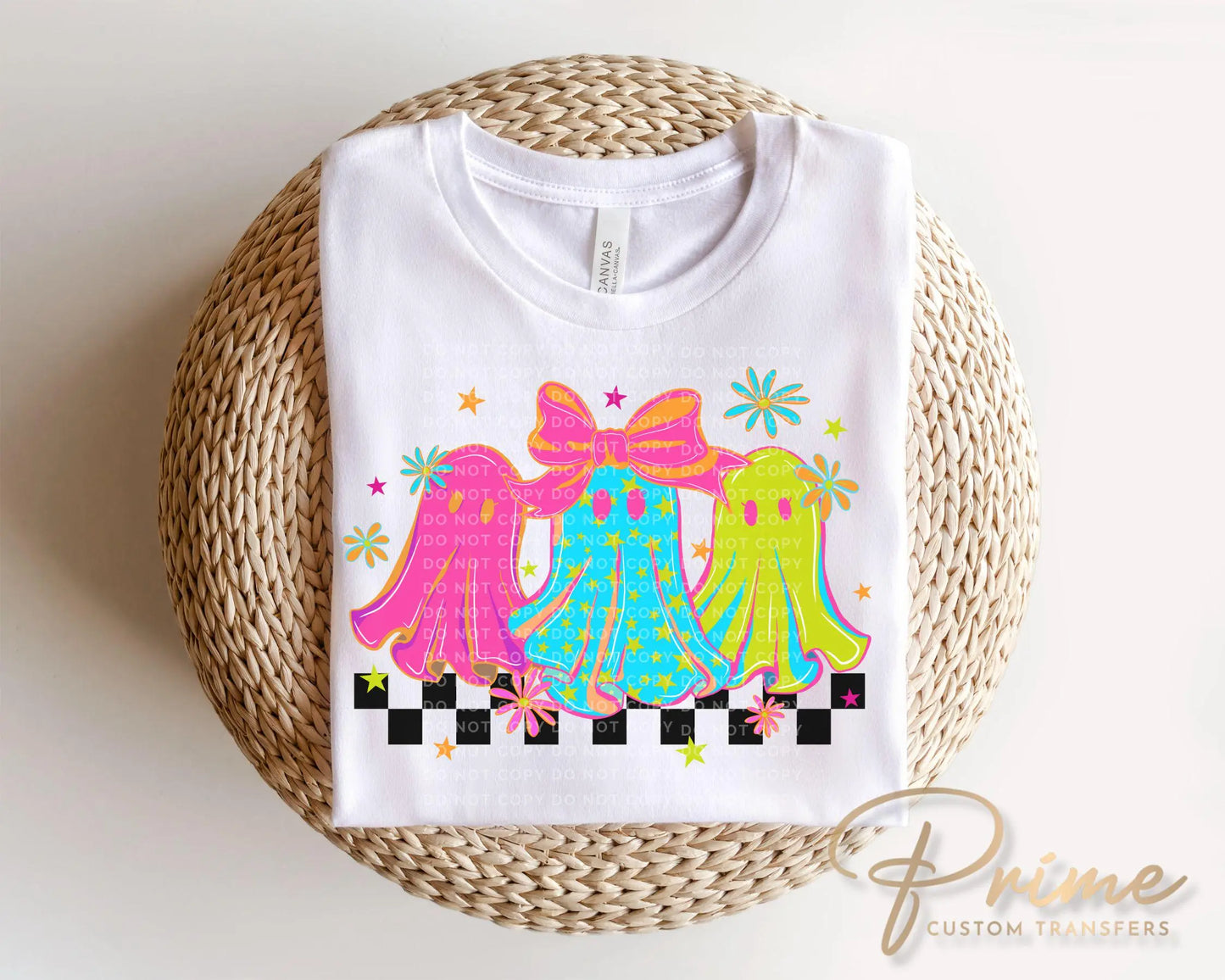 Halloween DTF Transfer, Ready to Press, T-shirt Transfers, Heat Transfer, Direct to Film, Trendy, Trick or Treat, Coquette Neon Girly Ghost