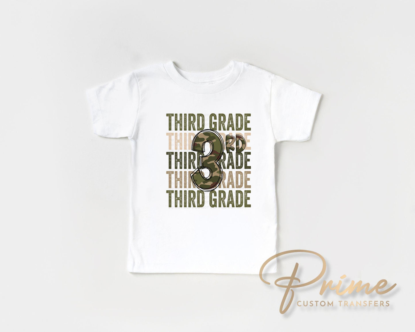 Third Grade DTF Transfer, First Day of School, Heat Transfer, Ready to Press, Direct to Film, Camo, Camouflage, 3rd, First Day of School