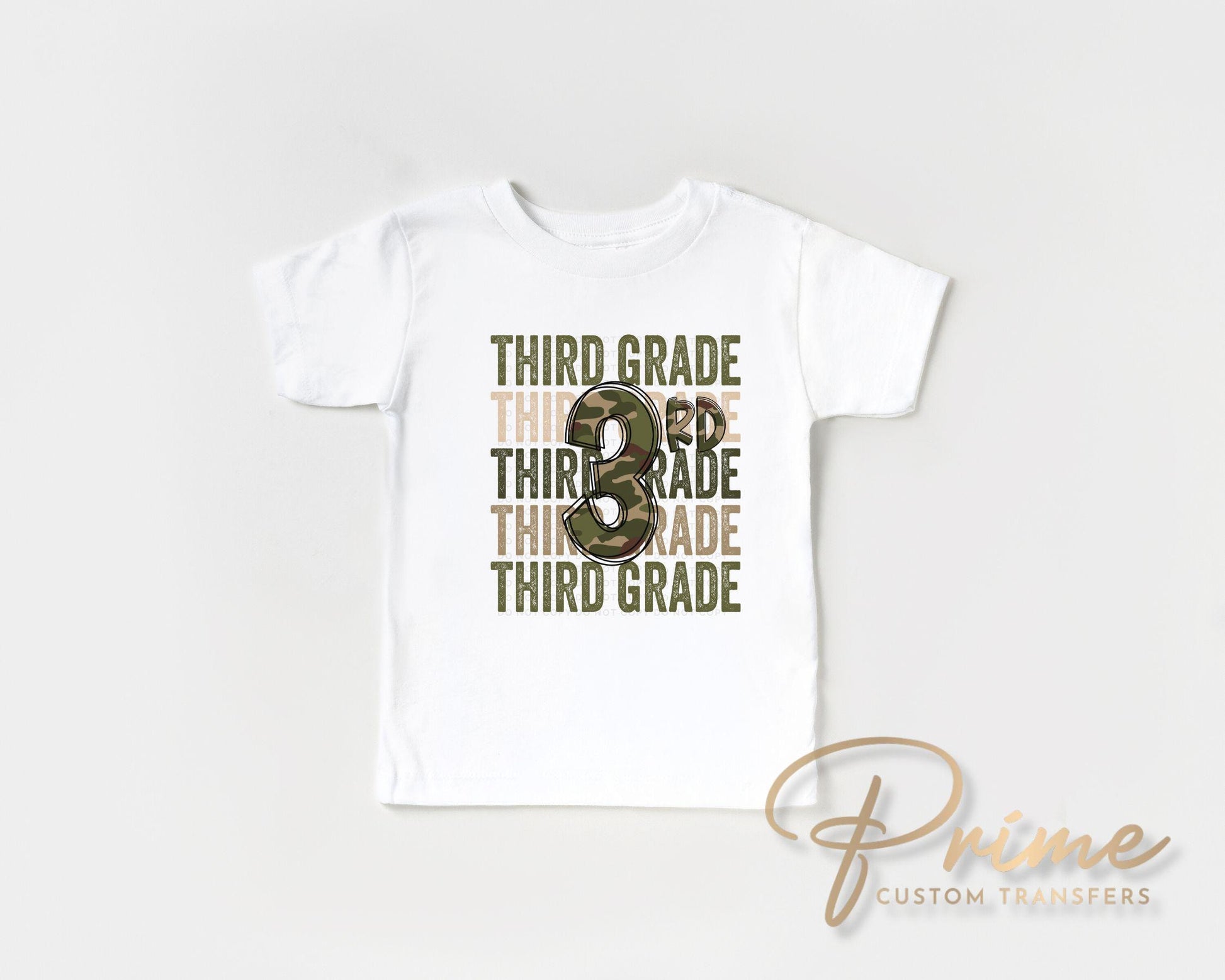 Third Grade DTF Transfer, First Day of School, Heat Transfer, Ready to Press, Direct to Film, Camo, Camouflage, 3rd, First Day of School