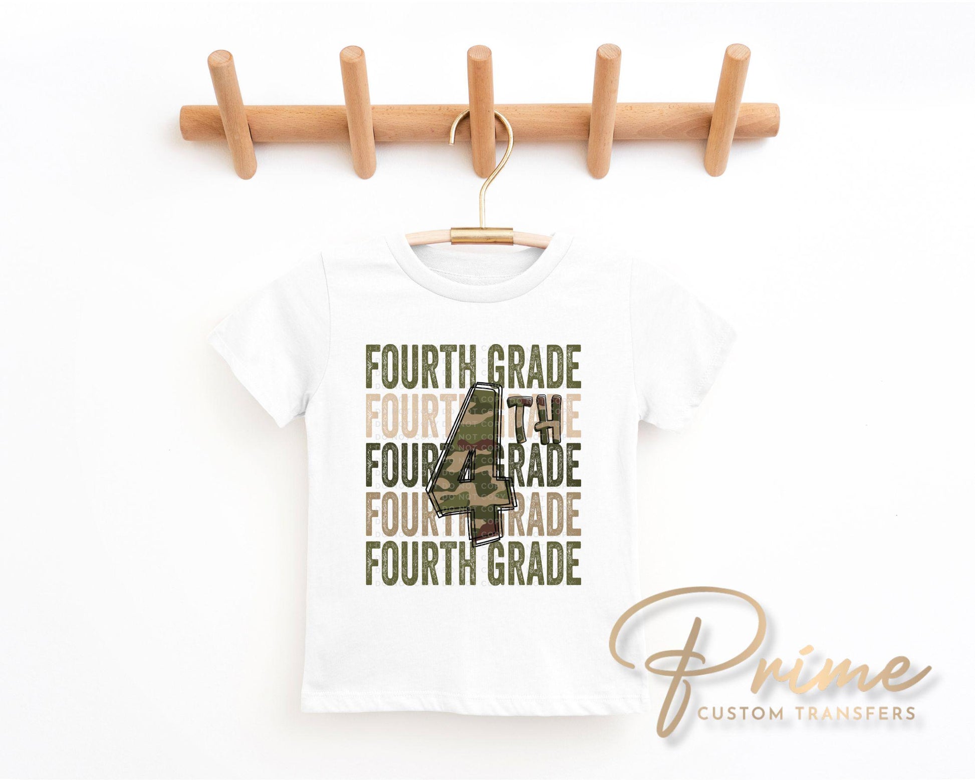 Fourth Grade DTF Transfer, First Day of School, Heat Transfer, Ready to Press, Direct to Film, Camo, Camouflage, 4th, First Day of School