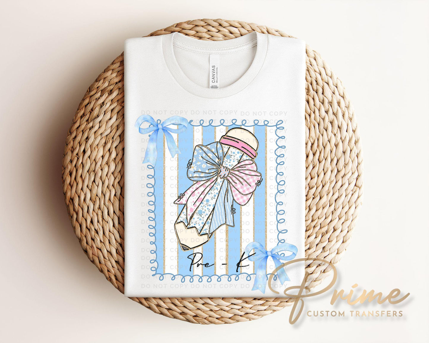 Coquette Pre K DTF Transfer, Ready to Press, T-shirt Transfer, Heat Transfer, Direct to Film, Back to School, Pencil Bow, Floral Preschool