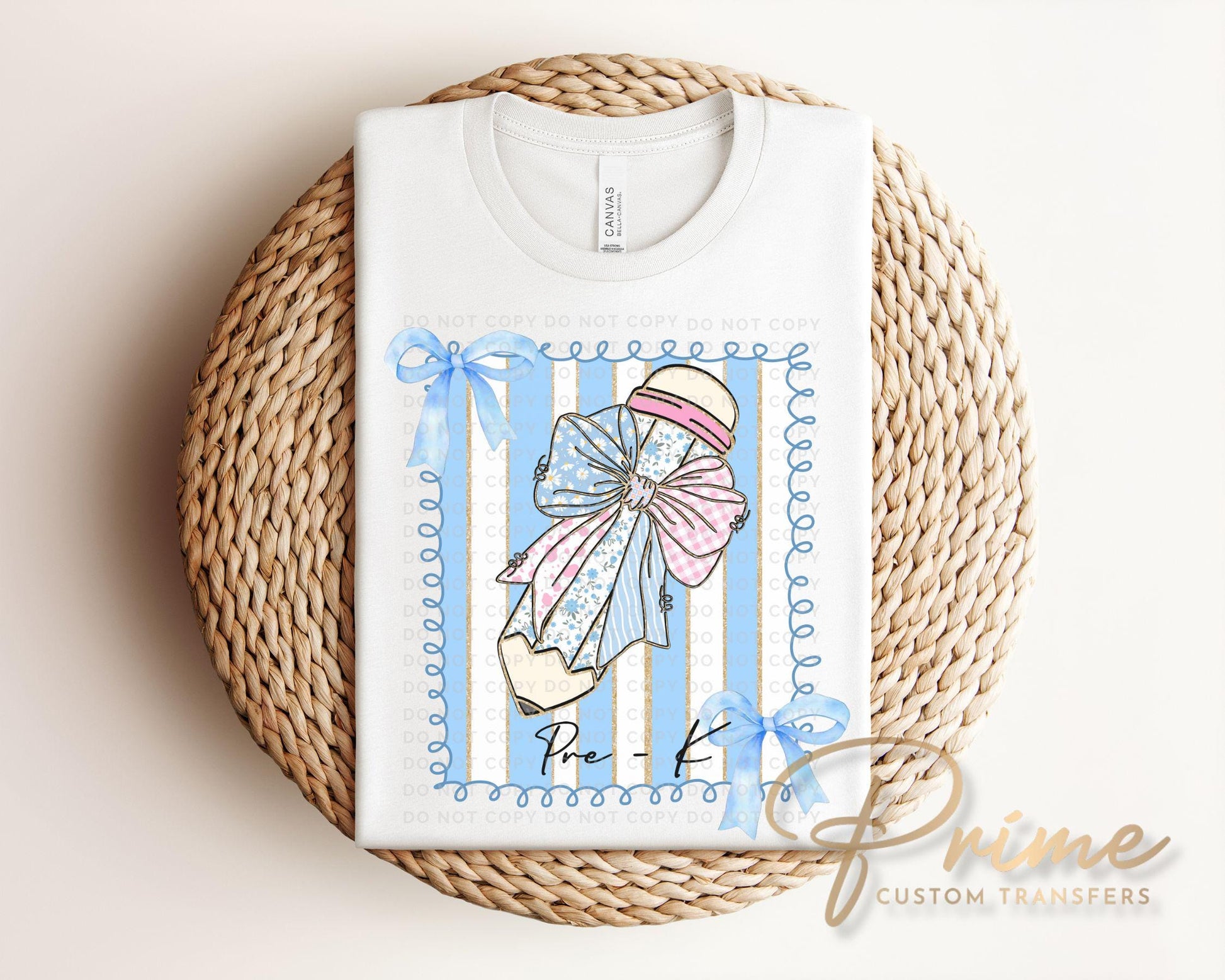 Coquette Pre K DTF Transfer, Ready to Press, T-shirt Transfer, Heat Transfer, Direct to Film, Back to School, Pencil Bow, Floral Preschool