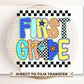 First Day of School DTF Transfer, Ready to Press, T-shirt Transfer, Heat Transfer, Direct to Film, Back to School, Neon, Checkered, Preppy