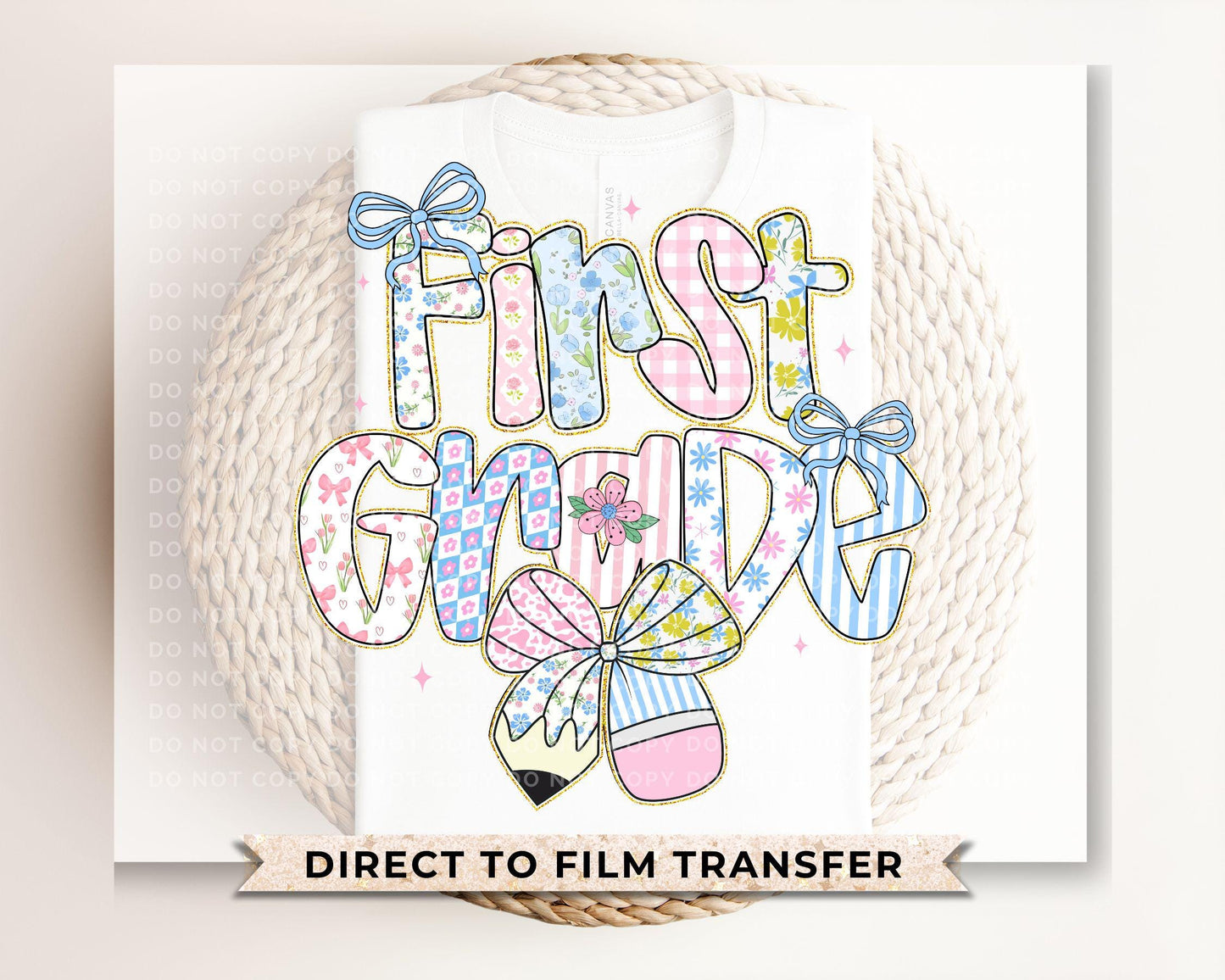 Coquette First Day of School DTF Transfer, Ready to Press, T-shirt Transfer, Heat Transfer, Direct to Film, Back to School, Girly, Preppy
