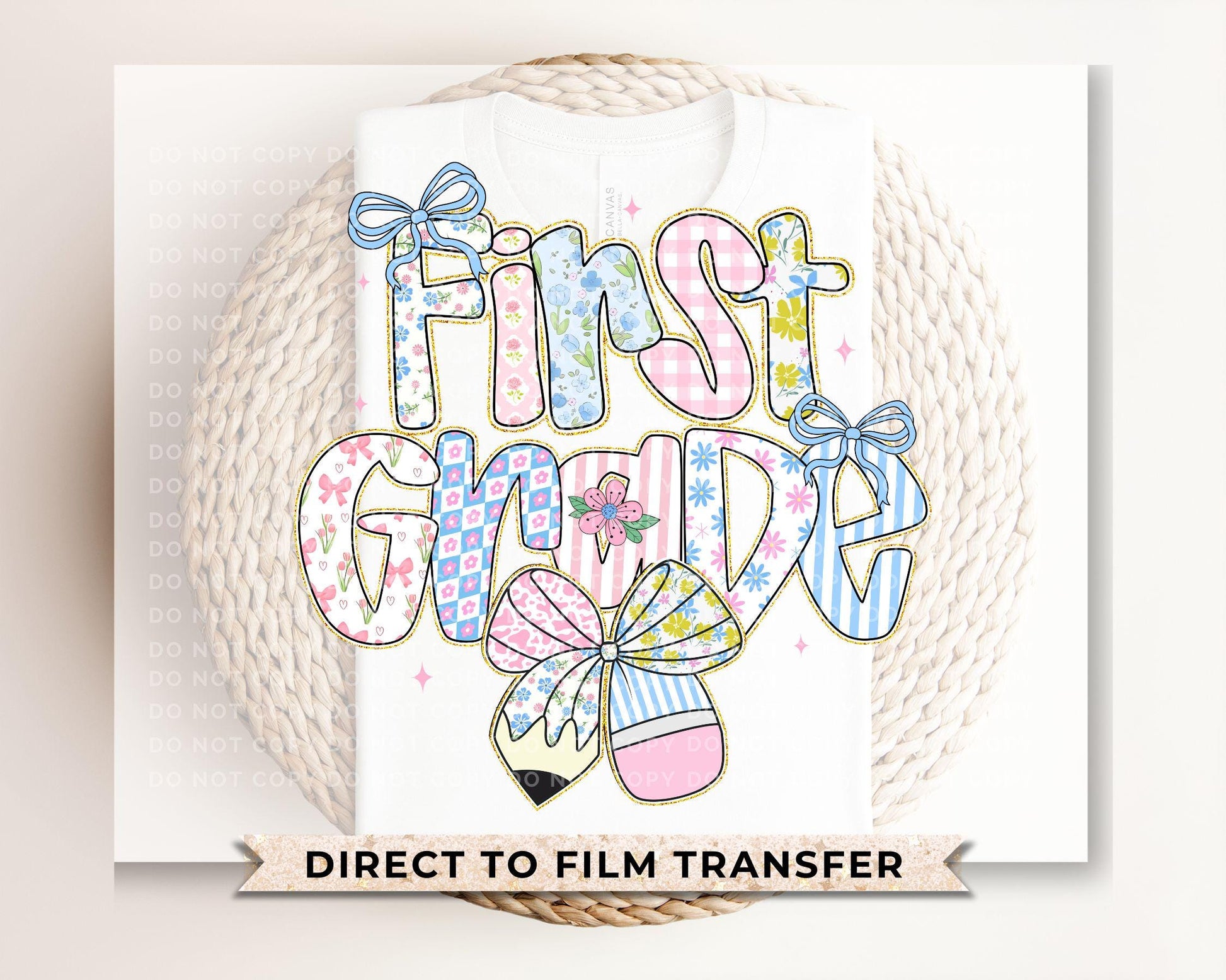 Coquette First Day of School DTF Transfer, Ready to Press, T-shirt Transfer, Heat Transfer, Direct to Film, Back to School, Girly, Preppy