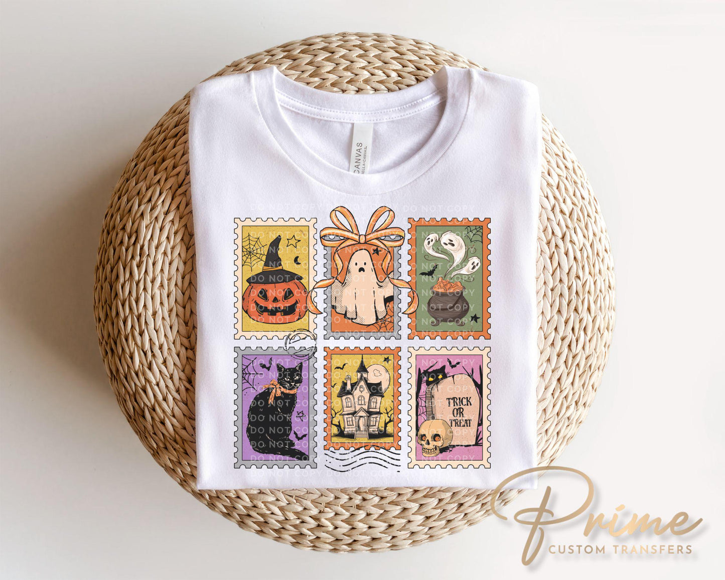 Halloween DTF Transfer, Ready to Press, T-shirt Transfers, Heat Transfer, Direct to Film, Trendy, Cat, Ghost, Fall, Bow, Coquette Spooky