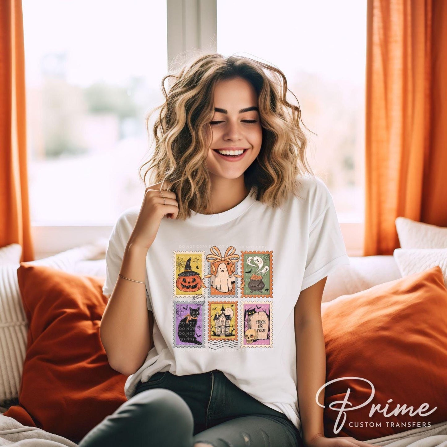 Halloween DTF Transfer, Ready to Press, T-shirt Transfers, Heat Transfer, Direct to Film, Trendy, Cat, Ghost, Fall, Bow, Coquette Spooky