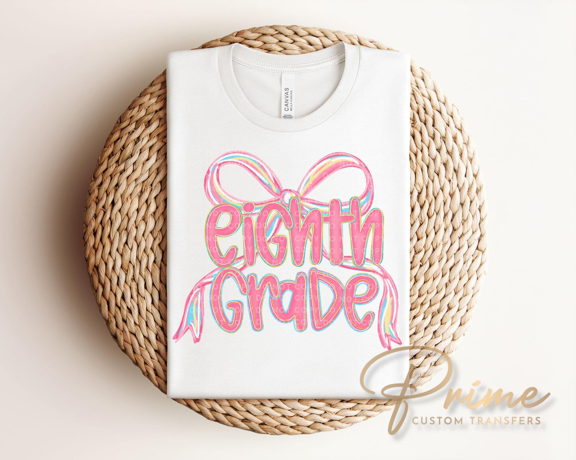 Back to School DTF Transfer, Ready to Press, T-shirt Transfer, Heat Transfer, Direct to Film, Coquette First Day Of School, Eighth Grade