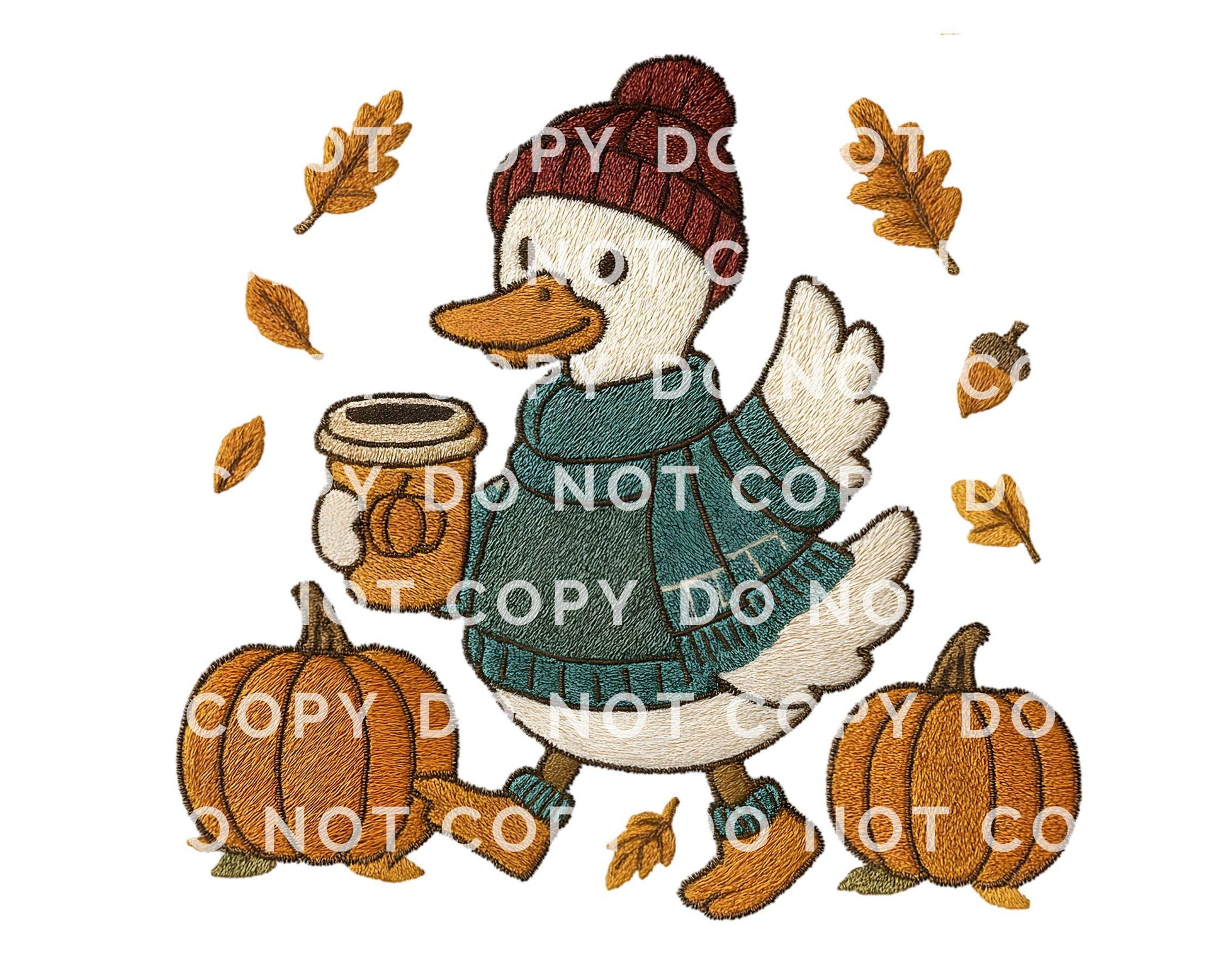 Autumn Goose DTF Transfer, Ready to Press, Transfer, Heat Transfer, Direct to Film, Leaves, Pumpkins, Fall, Trendy Faux Embroidery, Coquette