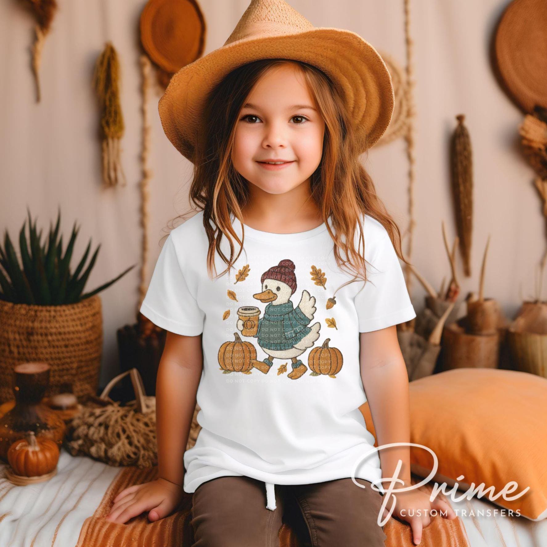 Autumn Goose DTF Transfer, Ready to Press, Transfer, Heat Transfer, Direct to Film, Leaves, Pumpkins, Fall, Trendy Faux Embroidery, Coquette