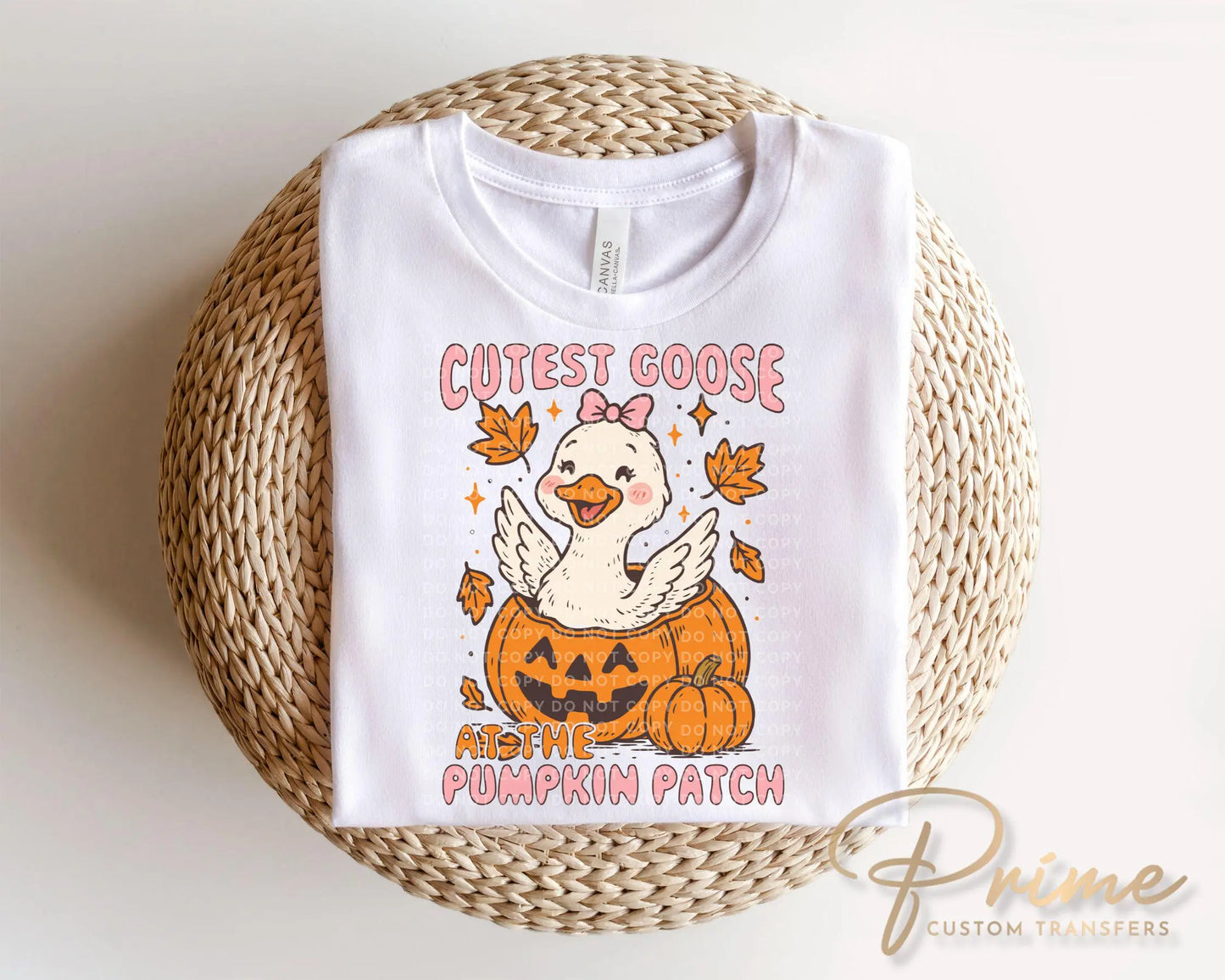 Fall DTF Transfer, Ready to Press, Heat Transfer, Direct to Film, Halloween, Trendy, Autumn, Leaves, Cutest Goose at The Pumpkin Patch