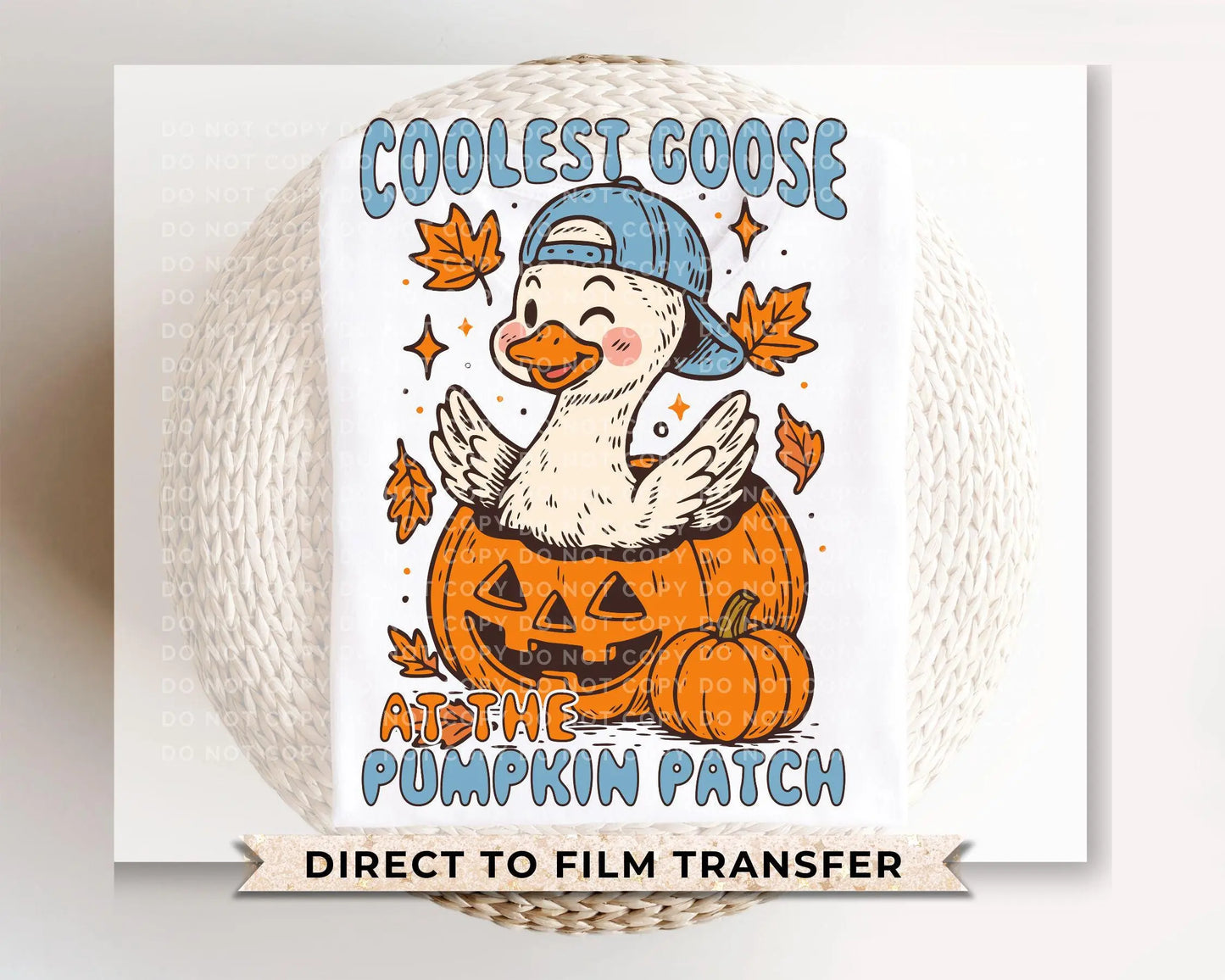 Fall DTF Transfer, Ready to Press, Heat Transfer, Direct to Film, Halloween, Trendy, Autumn, Leaves, Boy, Coolest Goose at The Pumpkin Patch