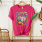 Fall DTF Transfer, Ready to Press, T-shirt Transfers, Heat Transfer, Direct to Film, Trendy, Boho, Pink, Autumn Coquette Neon Floral Pumpkin