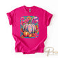 Fall DTF Transfer, Ready to Press, T-shirt Transfers, Heat Transfer, Direct to Film, Trendy, Boho, Pink, Autumn Coquette Neon Floral Pumpkin
