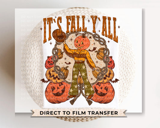 Fall DTF Transfer, Ready to Press, T-shirt Transfer, Heat Transfer, Direct to Film, Howdy Pumpkin, Western, Trendy It's Fall Y'all Pumpkins