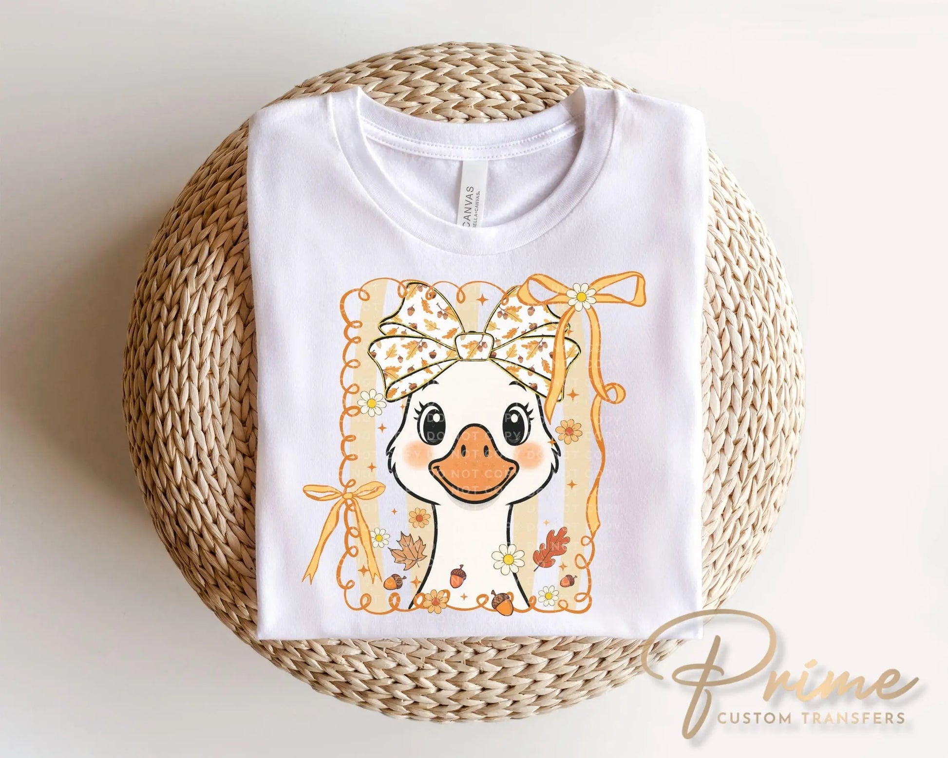 Coquette Autumn Goose DTF Transfer, Ready to Press, Heat Transfer, Direct to Film, Halloween, Trendy, Leaves, Bow, Girly, Pumpkins, Fall