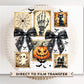 Halloween DTF Transfer, Ready to Press, T-shirt Transfer, Heat Transfer, Direct to Film, Trendy, Bow, Pumpkin, Spooky, Ghosts, Cat, Skeleton