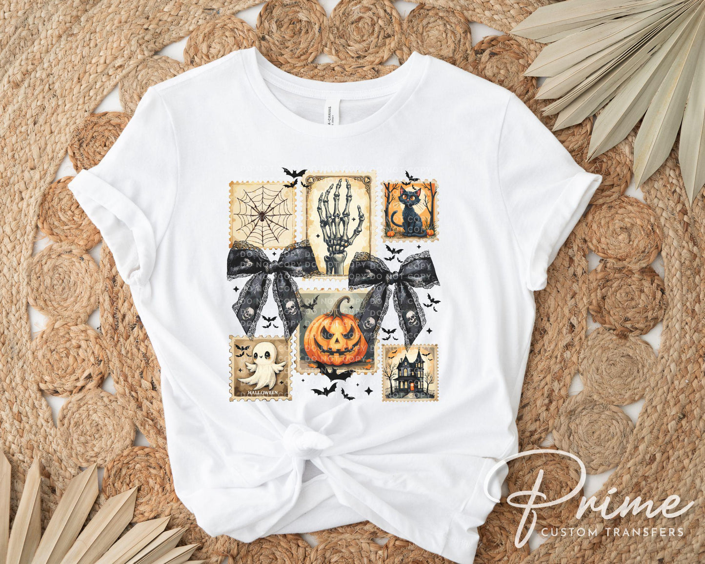 Halloween DTF Transfer, Ready to Press, T-shirt Transfer, Heat Transfer, Direct to Film, Trendy, Bow, Pumpkin, Spooky, Ghosts, Cat, Skeleton
