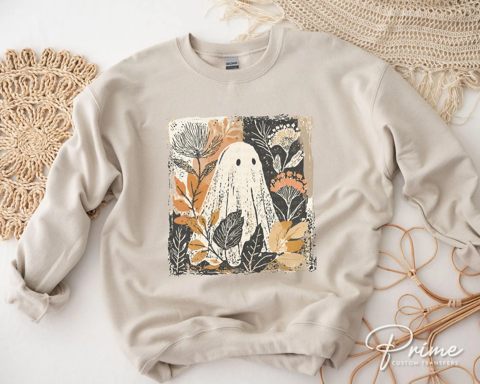 Halloween DTF Transfers, Ready to Press, T-shirt Transfers, Heat Transfer, Direct to Film, Popular, Trendy, Fall, Floral, Autumn Boho Ghost