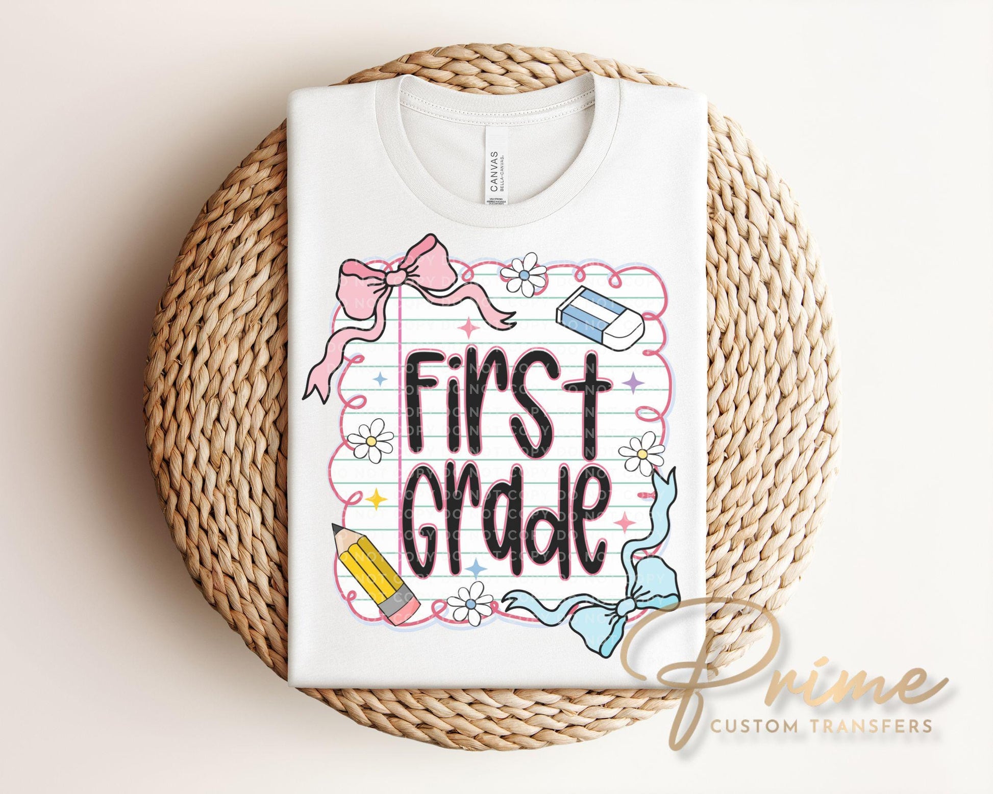 Back to School DTF Transfer, Ready to Press, T-shirt Transfer, Heat Transfer, Direct to Film, Coquette First Day Of School, First Grade