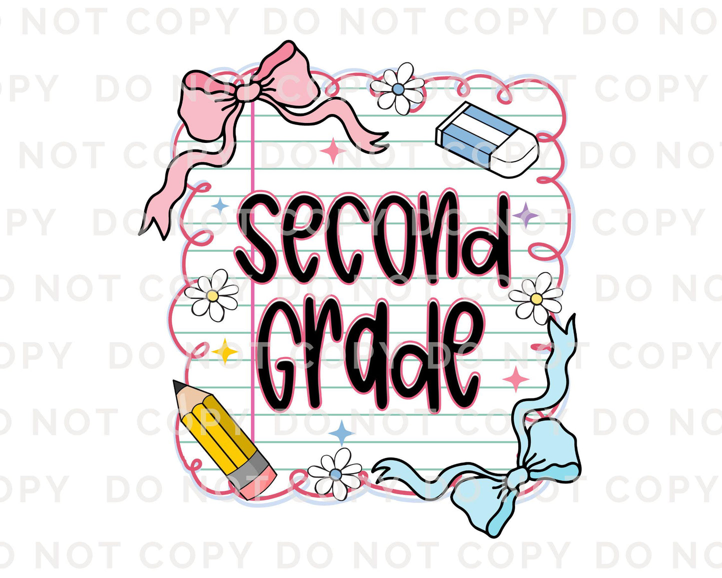 Back to School DTF Transfer, Ready to Press, T-shirt Transfer, Heat Transfer, Direct to Film, Coquette First Day Of School, Second Grade