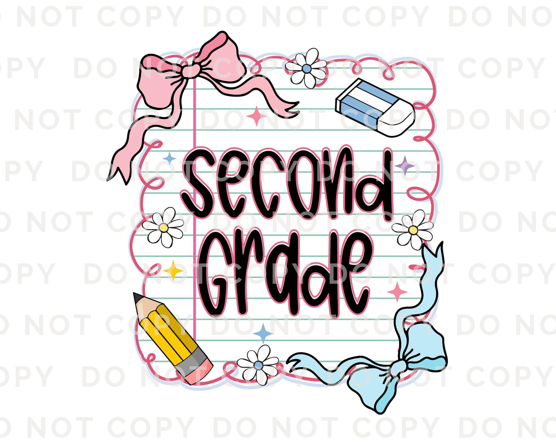 Back to School DTF Transfer, Ready to Press, T-shirt Transfer, Heat Transfer, Direct to Film, Coquette First Day Of School, Second Grade