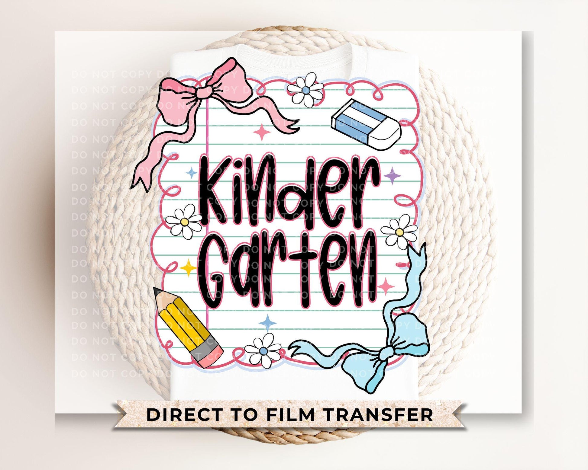 Back to School DTF Transfer, Ready to Press, T-shirt Transfer, Heat Transfer, Direct to Film, First Day Of School, Coquette Kindergarten