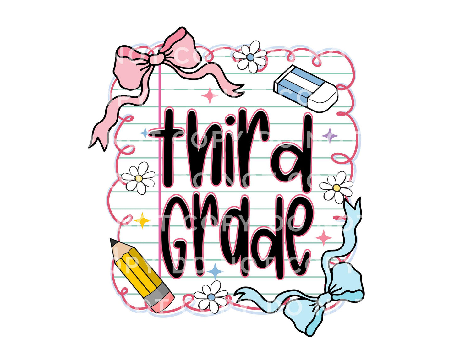 Back to School DTF Transfer, Ready to Press, T-shirt Transfer, Heat Transfer, Direct to Film, First Day Of School, Coquette Third Grade