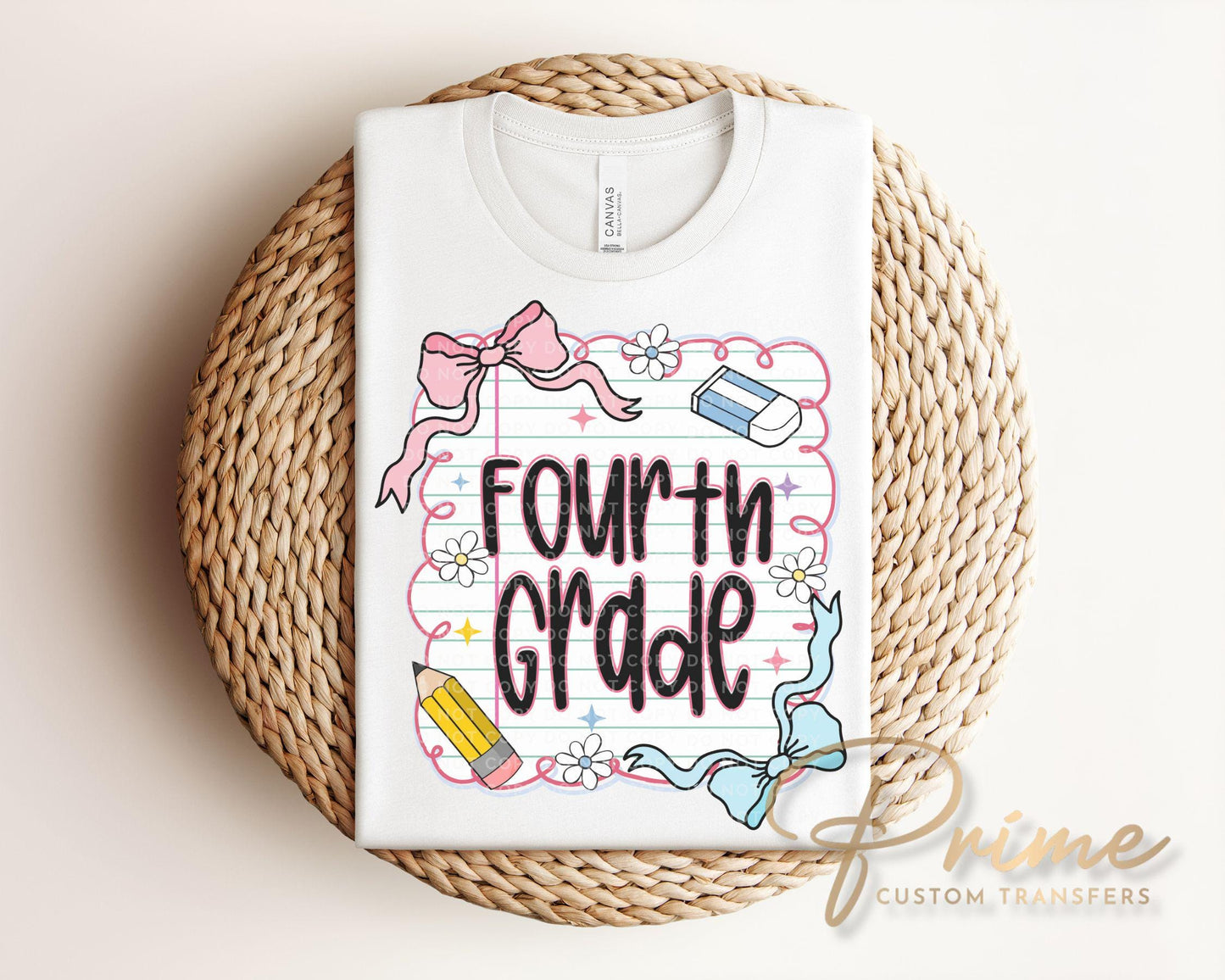 Back to School DTF Transfer, Ready to Press, T-shirt Transfer, Heat Transfer, Direct to Film, First Day Of School, Coquette Fourth Grade