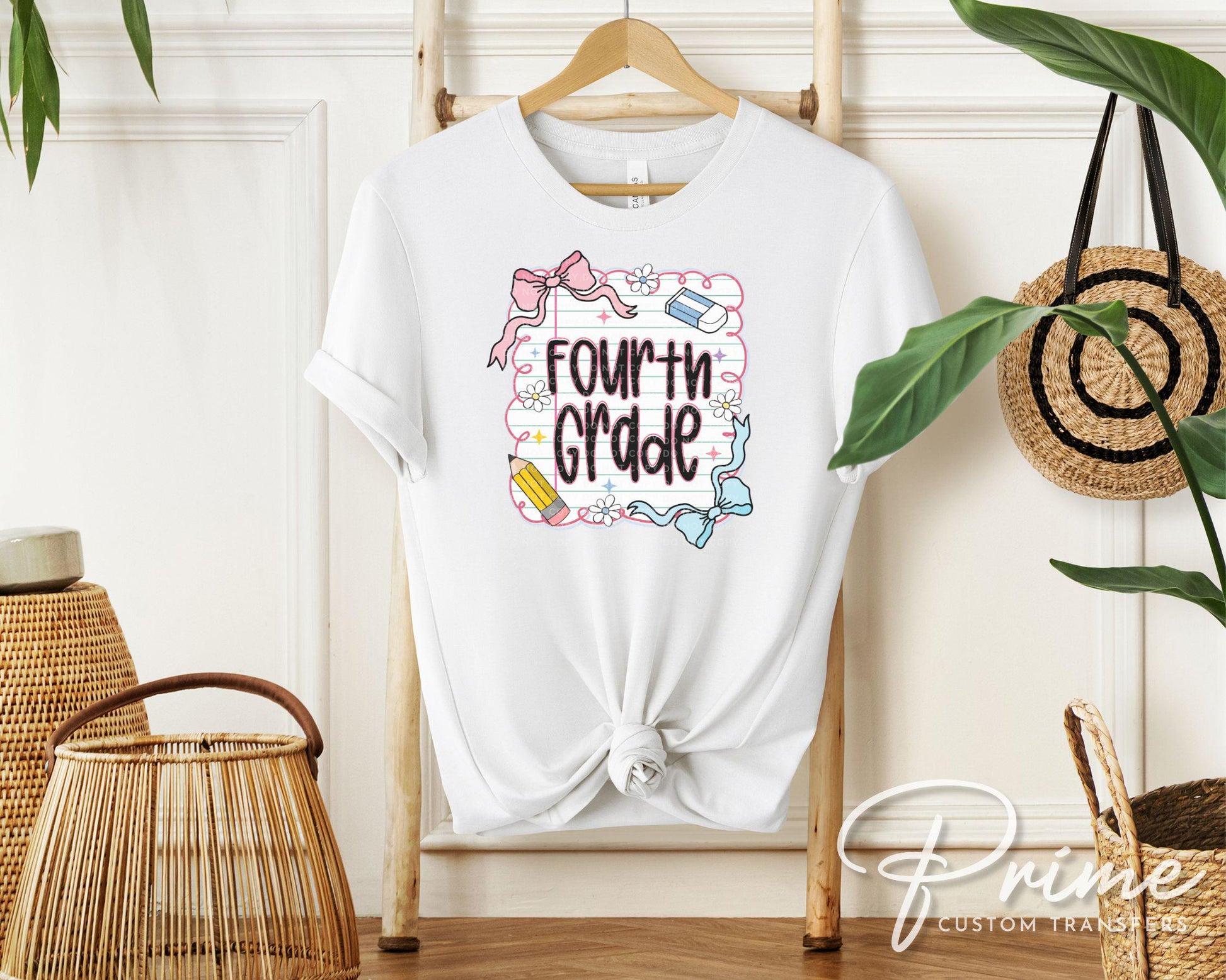 Back to School DTF Transfer, Ready to Press, T-shirt Transfer, Heat Transfer, Direct to Film, First Day Of School, Coquette Fourth Grade