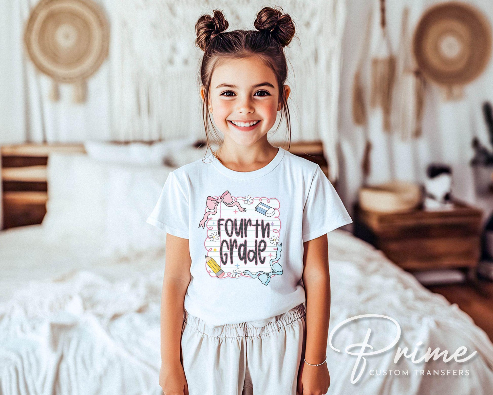 Back to School DTF Transfer, Ready to Press, T-shirt Transfer, Heat Transfer, Direct to Film, First Day Of School, Coquette Fourth Grade