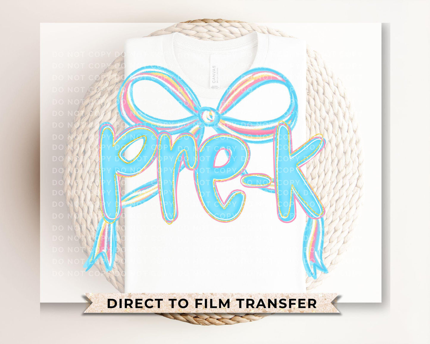 Back to School DTF Transfer, Ready to Press, T-shirt Transfer, Heat Transfer, Direct to Film, Preschool, First Day Of School, Coquette Pre-K