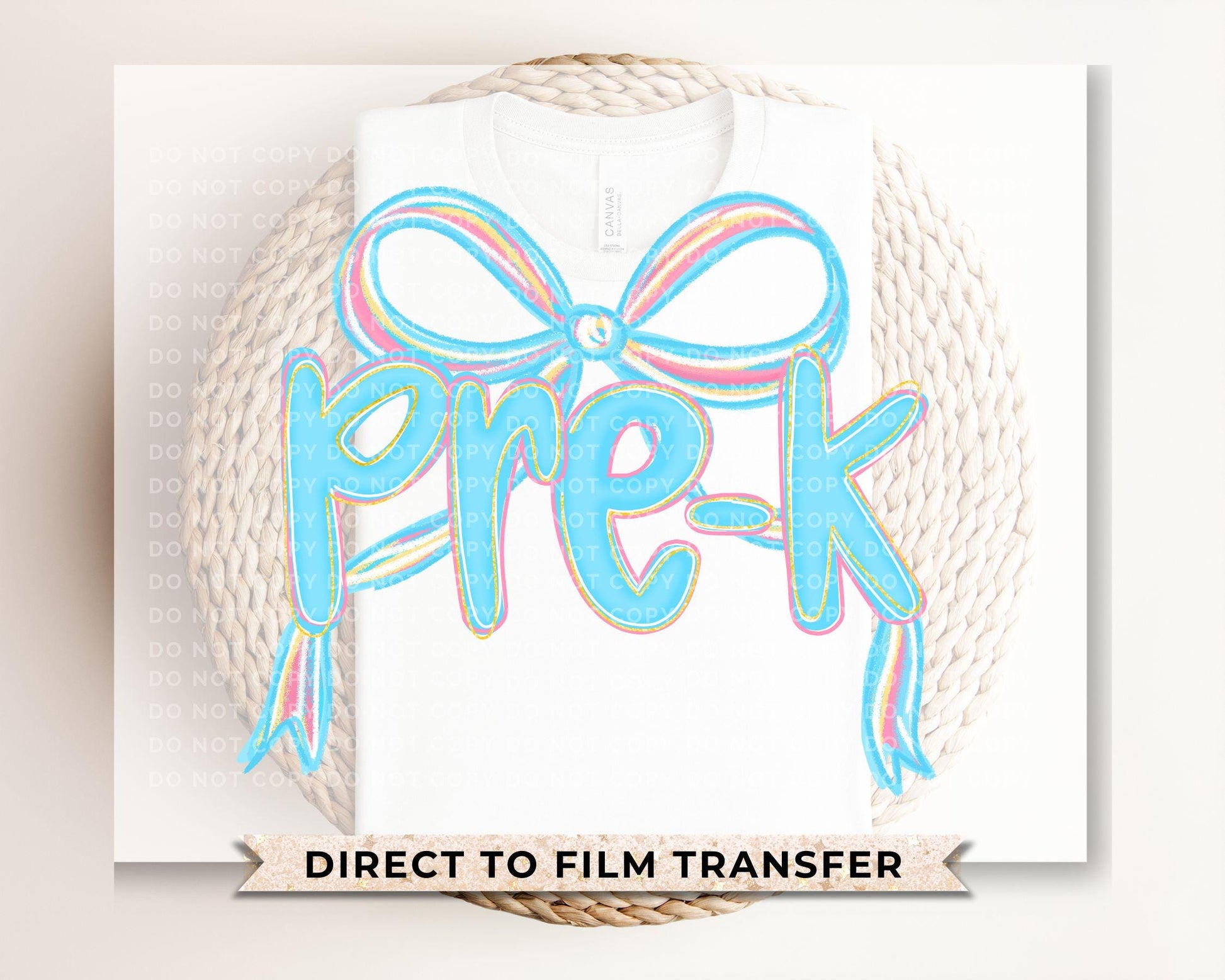 Back to School DTF Transfer, Ready to Press, T-shirt Transfer, Heat Transfer, Direct to Film, Preschool, First Day Of School, Coquette Pre-K