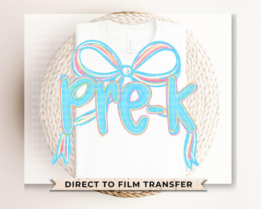 Back to School DTF Transfer, Ready to Press, T-shirt Transfer, Heat Transfer, Direct to Film, Preschool, First Day Of School, Coquette Pre-K