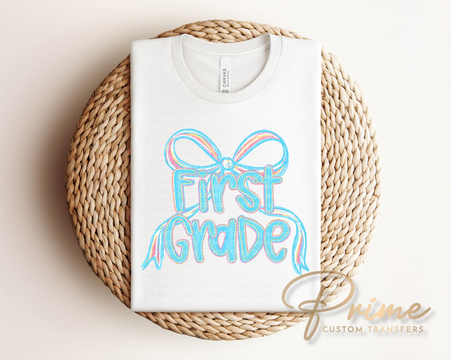 Back to School DTF Transfer, Ready to Press, T-shirt Transfer, Heat Transfer, Direct to Film, First Day Of School, Coquette First Grade