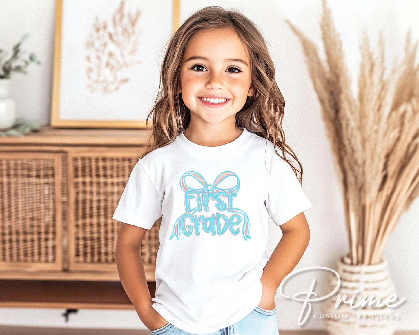 Back to School DTF Transfer, Ready to Press, T-shirt Transfer, Heat Transfer, Direct to Film, First Day Of School, Coquette First Grade