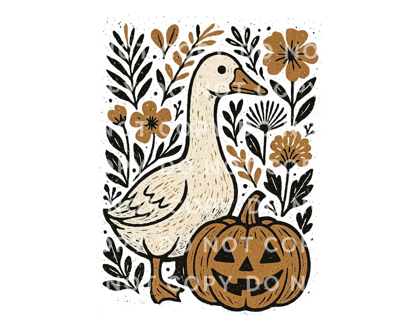 Coquette Autumn Goose DTF Transfer, Ready to Press, Heat Transfer, Direct to Film, Halloween, Trendy, Leaves, Bow, Girly, Pumpkins, Fall
