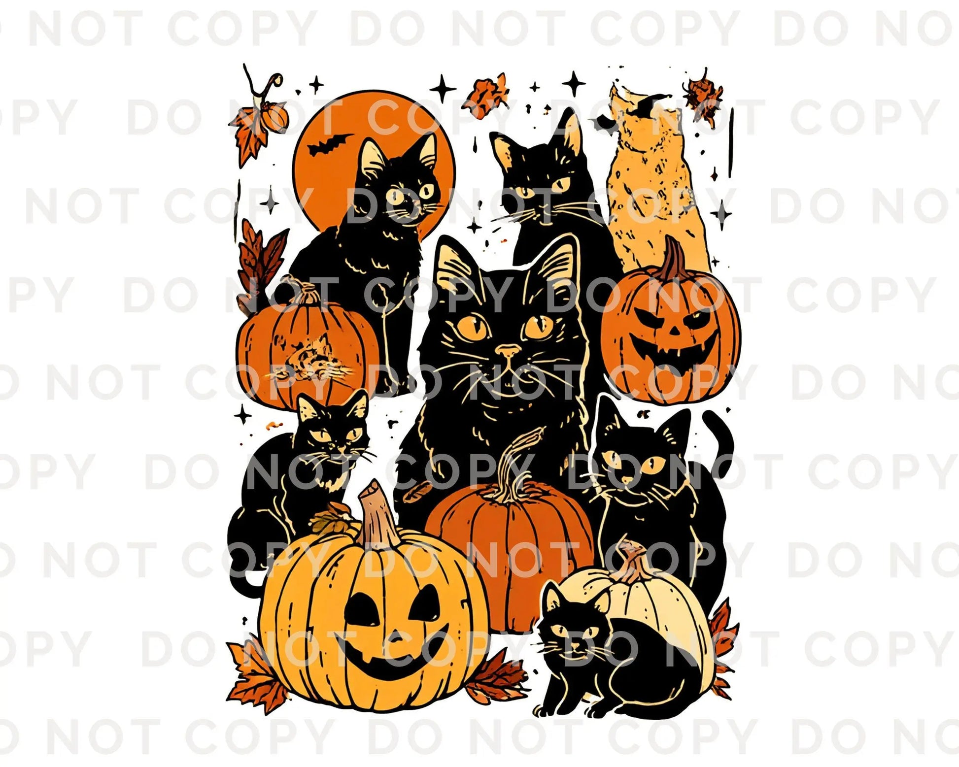 Autumn Black Cat DTF Transfer, Ready to Press, Heat Transfer, Direct to Film, Halloween, Trendy, Leaves, Gothic, Pumpkins, Fall, Kittens