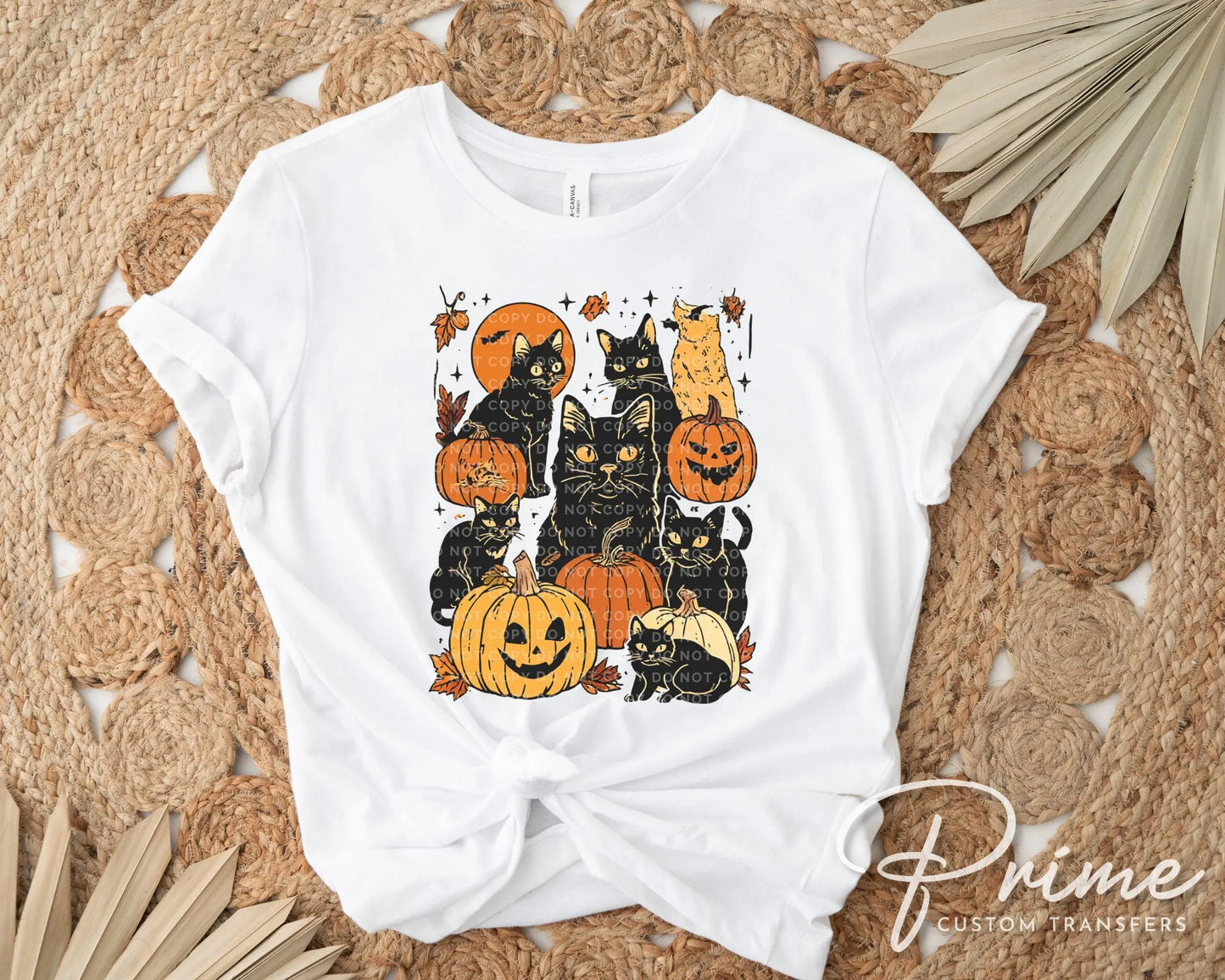 Autumn Black Cat DTF Transfer, Ready to Press, Heat Transfer, Direct to Film, Halloween, Trendy, Leaves, Gothic, Pumpkins, Fall, Kittens