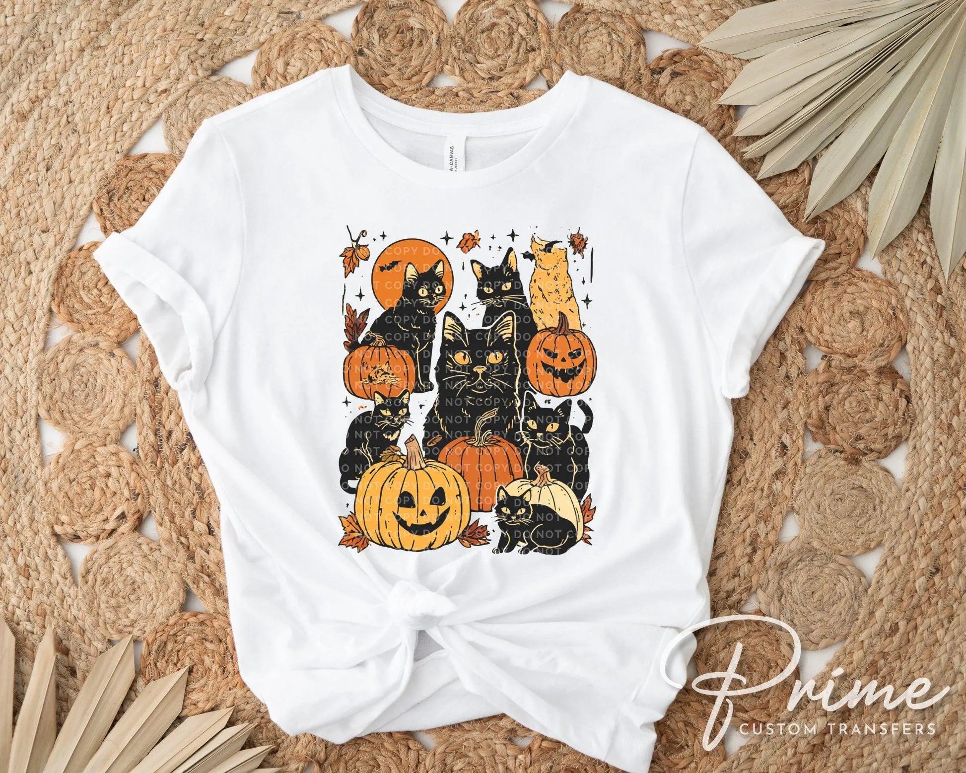 Autumn Black Cat DTF Transfer, Ready to Press, Heat Transfer, Direct to Film, Halloween, Trendy, Leaves, Gothic, Pumpkins, Fall, Kittens