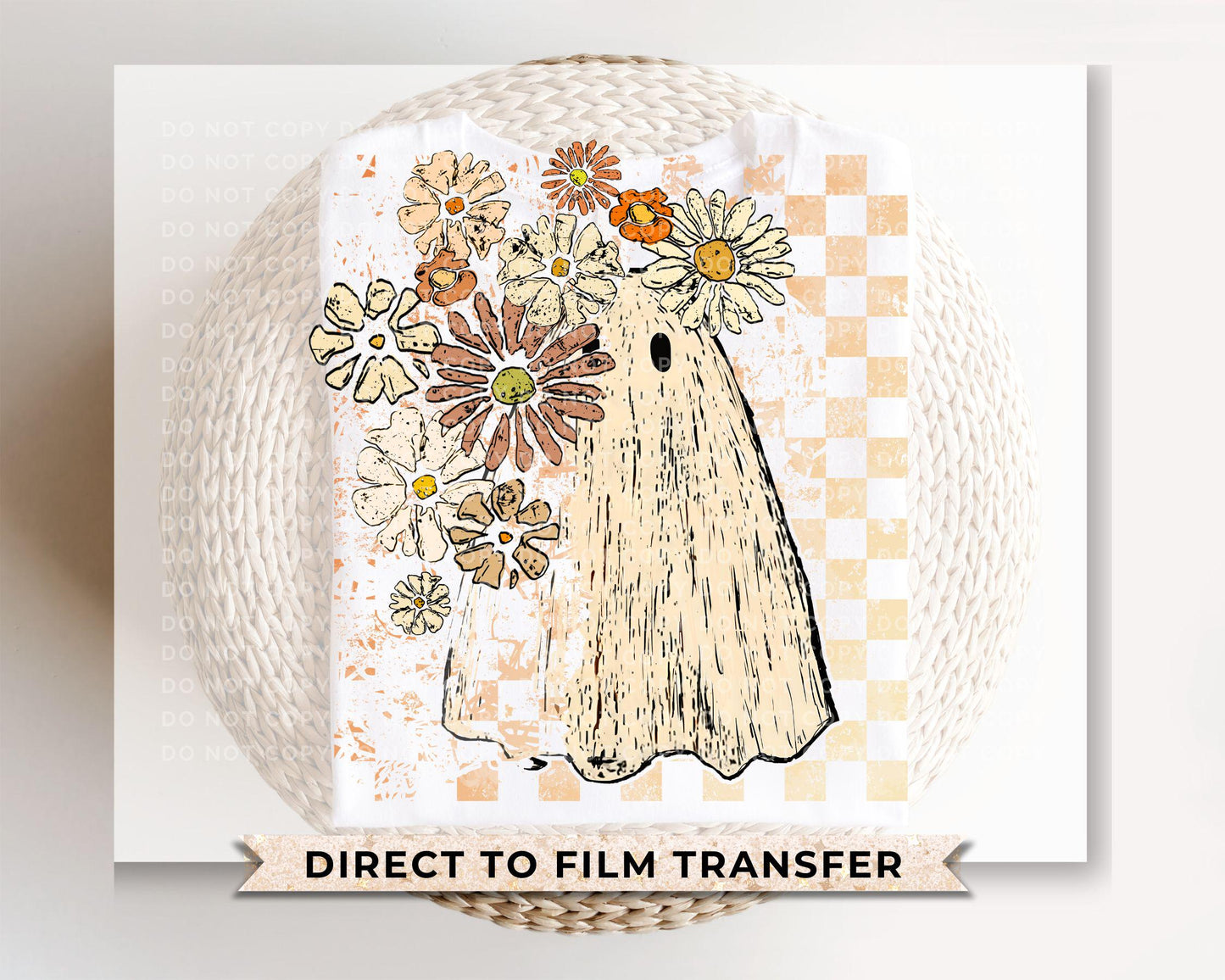 Floral Fall Ghost DTF Transfers, Ready to Press, T-shirt Transfers, Heat Transfer, Direct to Film, Popular, Trendy, Autumn Boho, Halloween