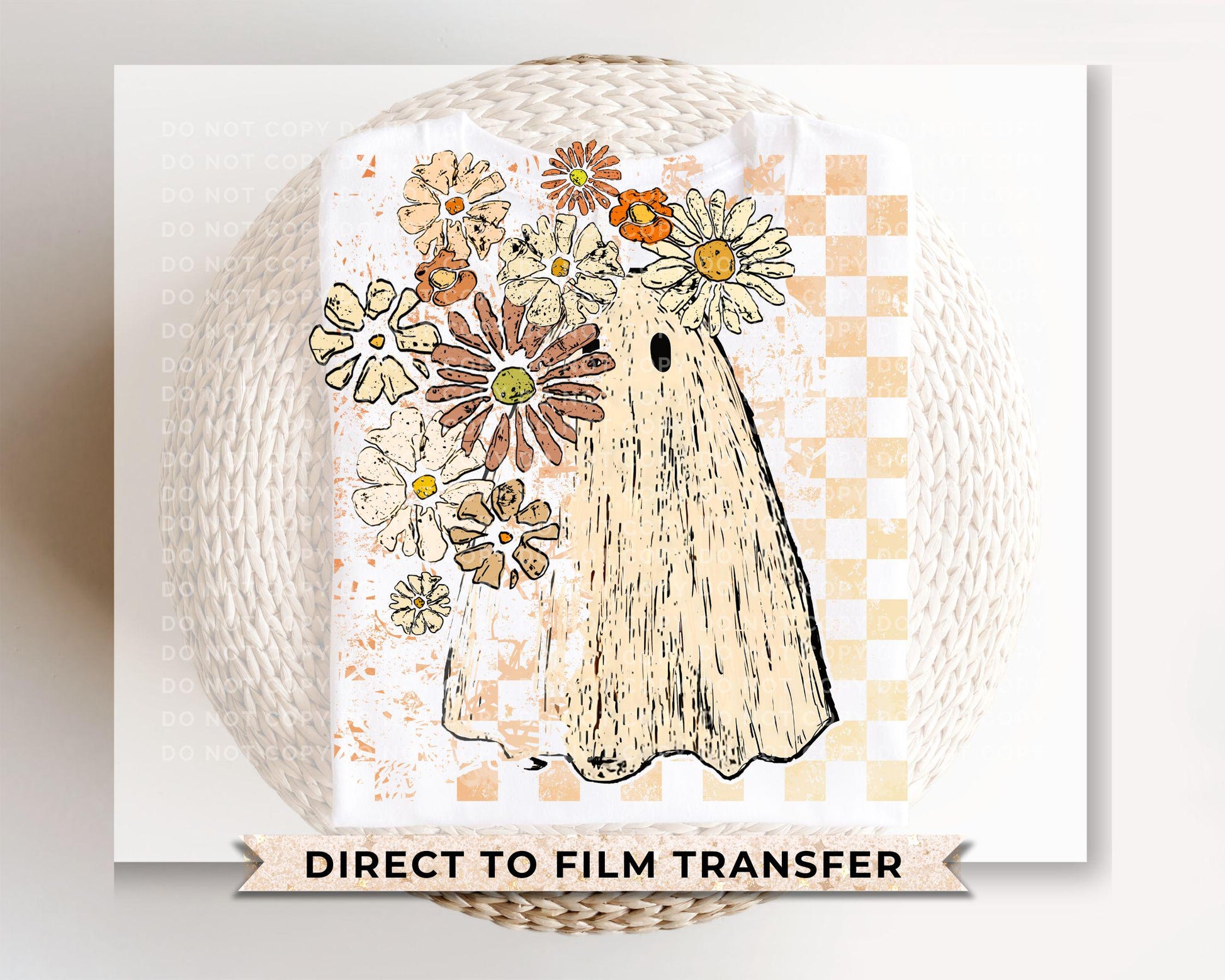 Floral Fall Ghost DTF Transfers, Ready to Press, T-shirt Transfers, Heat Transfer, Direct to Film, Popular, Trendy, Autumn Boho, Halloween