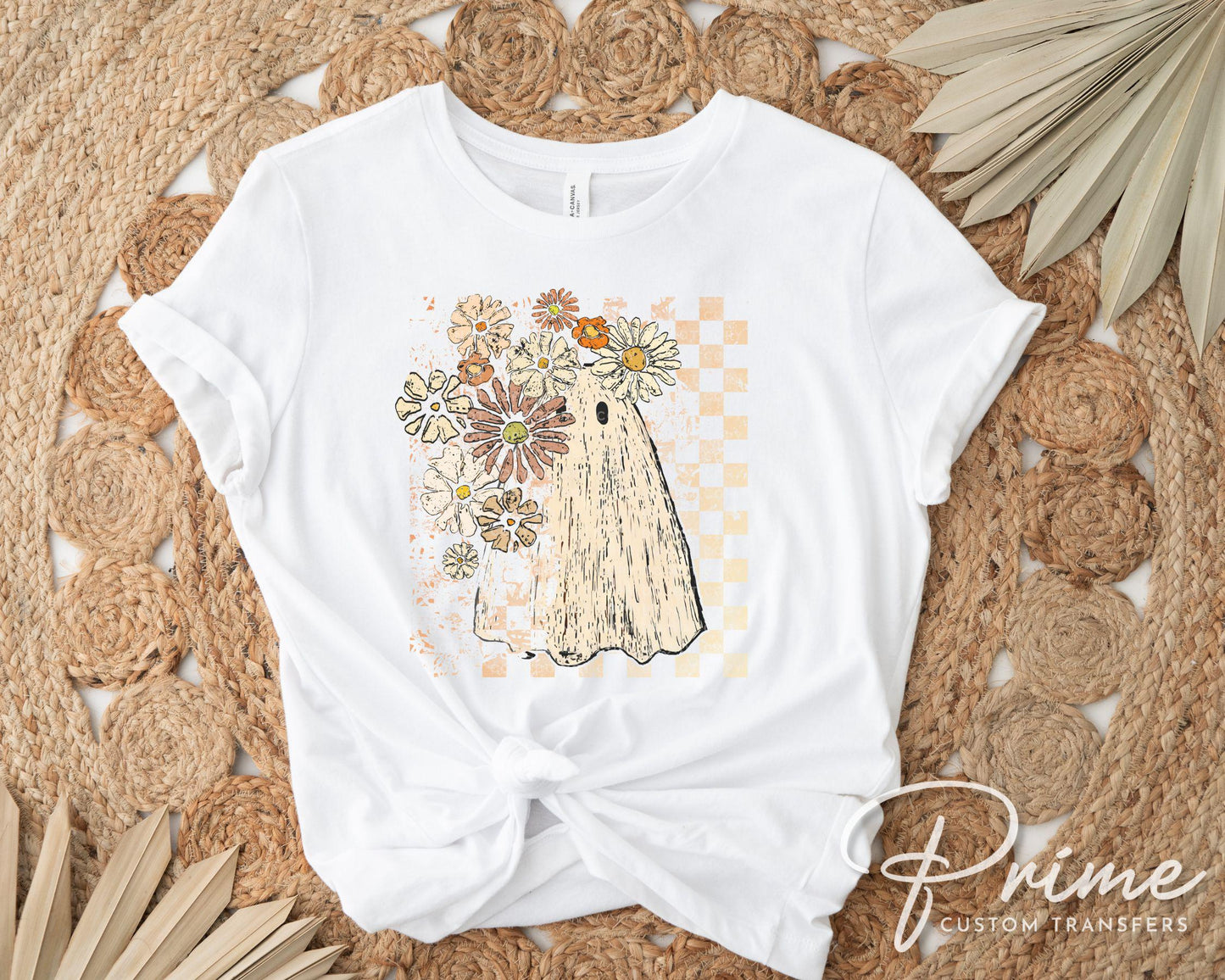 Floral Fall Ghost DTF Transfers, Ready to Press, T-shirt Transfers, Heat Transfer, Direct to Film, Popular, Trendy, Autumn Boho, Halloween