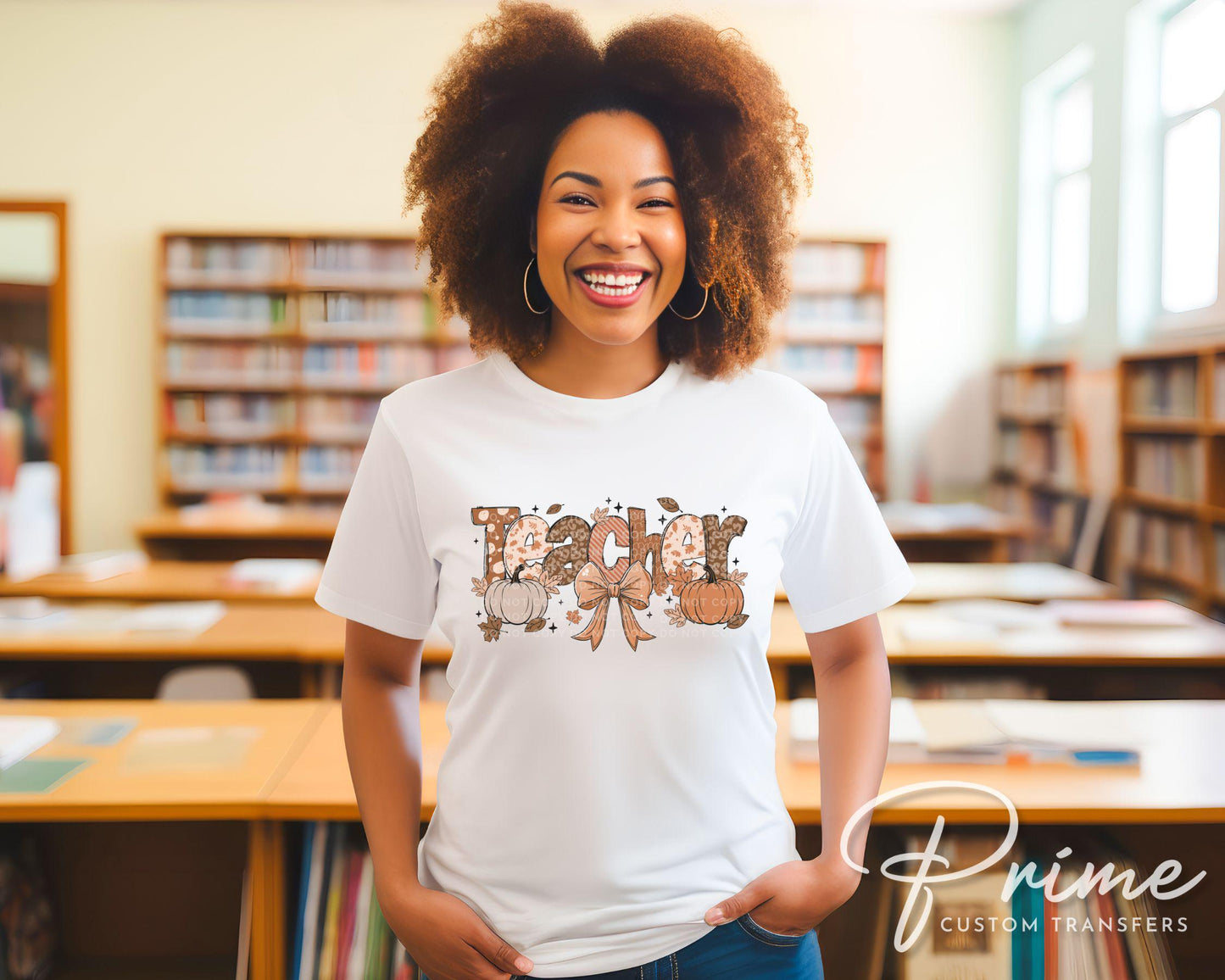 Coquette Fall Teacher DTF transfer, Back to School, Heat Transfer, Ready to Press, Direct to Film, Autumn, Bow, Doodle, Pumpkins, Gift