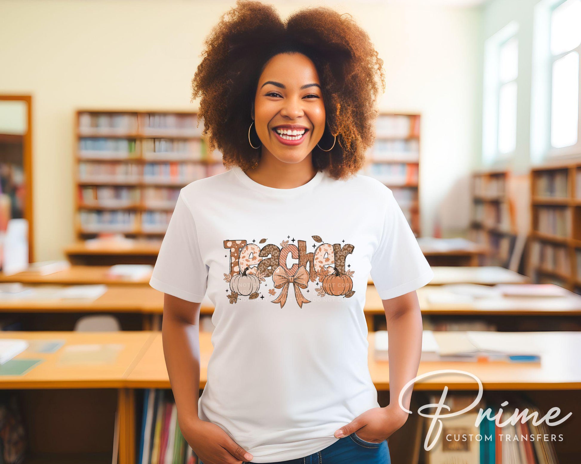 Coquette Fall Teacher DTF transfer, Back to School, Heat Transfer, Ready to Press, Direct to Film, Autumn, Bow, Doodle, Pumpkins, Gift